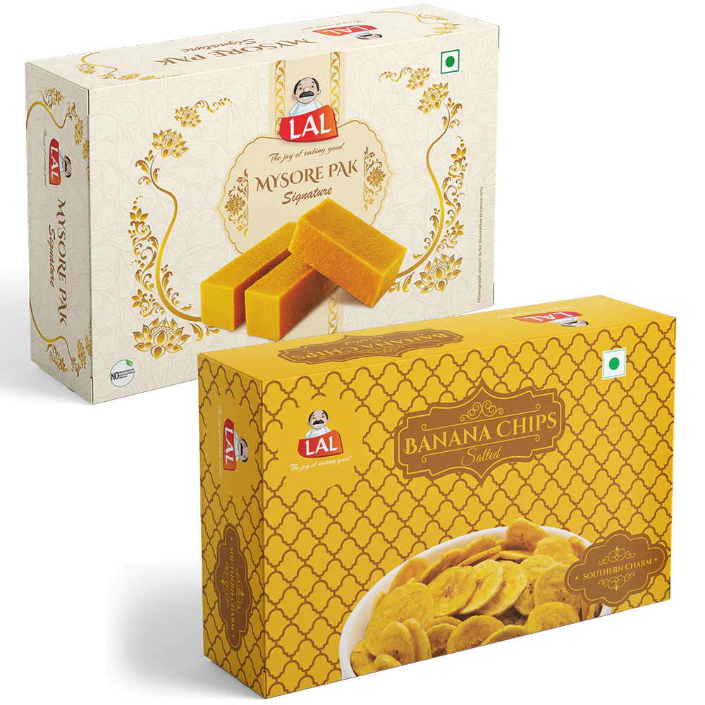 Lal Sweets Mysore pak signature 400g and Banana chips salted 250g