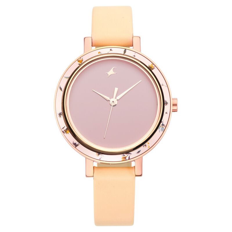 Fastrack Paint Me Quartz Analog Pink Dial Leather Strap Watch for Girls