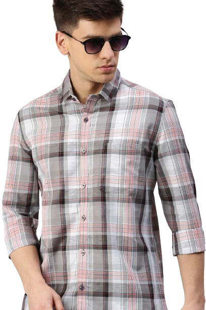 Classic Polo Men's Cotton Full Sleeve Checked Slim Fit Polo Neck Multicolur Woven Shirt | So1-162 A