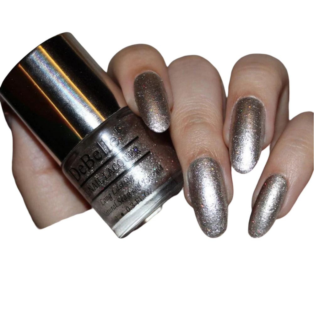 DEBELLE GEL NAIL LACQUER SPARKLING DUST - (HOLOGRAPHIC SILVER CHROME NAIL POLISH), 8ML
