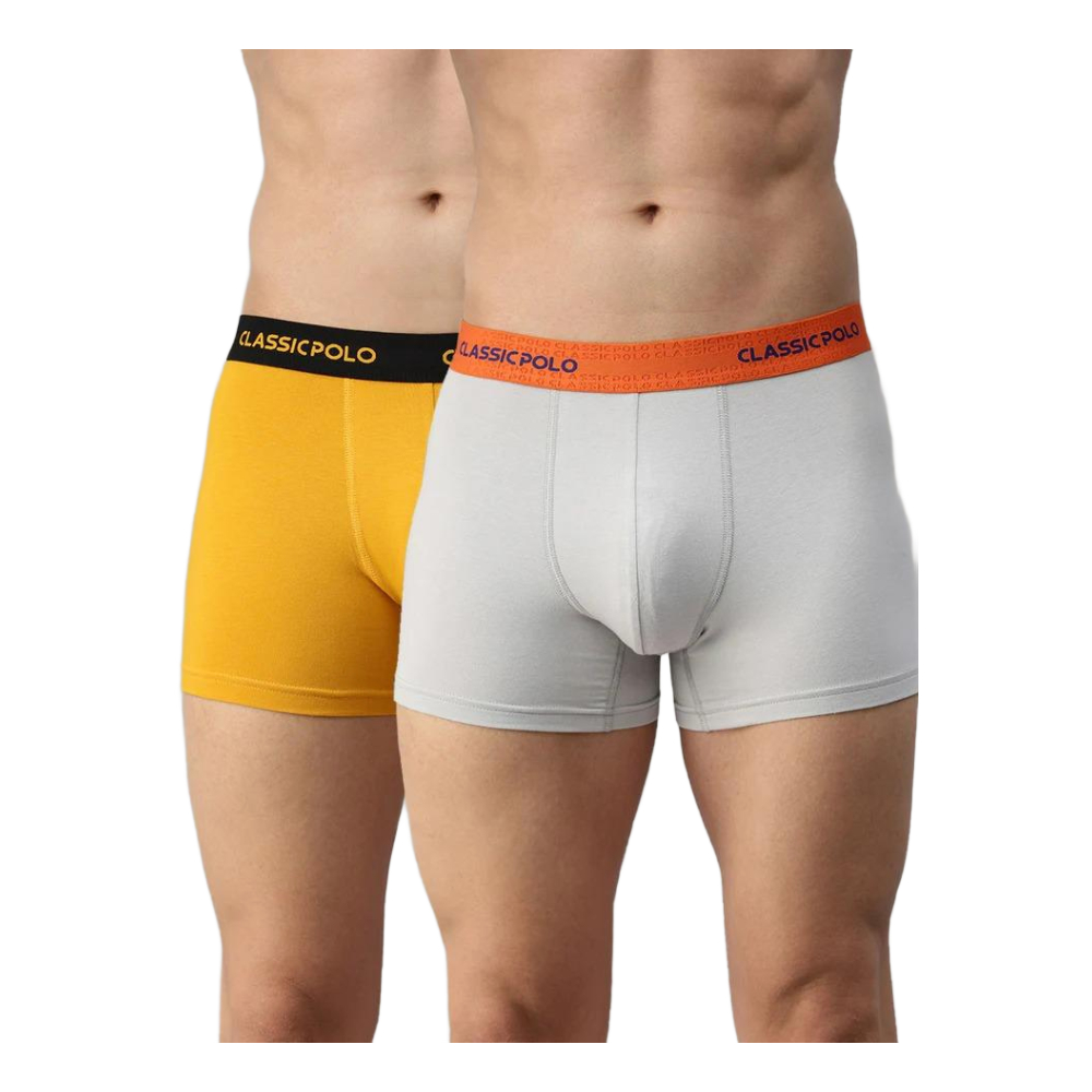 Classic Polo Men's Modal Solid Trunks | Glance - Yellow & Grey (Pack Of 2)