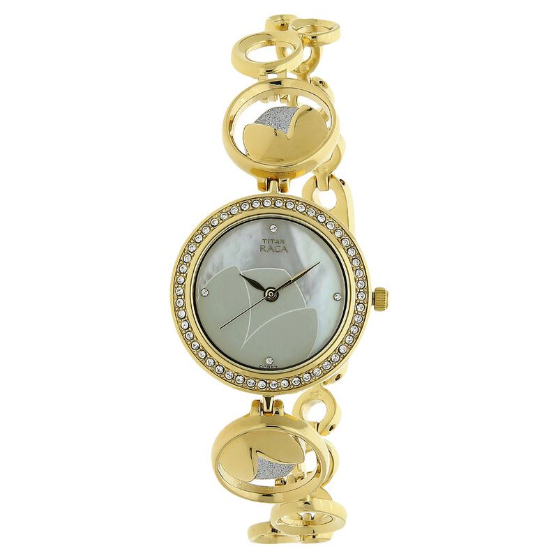 Titan Raga Garden of Eden Mother of Pearl Dial Quartz Metal Strap Watch for Women