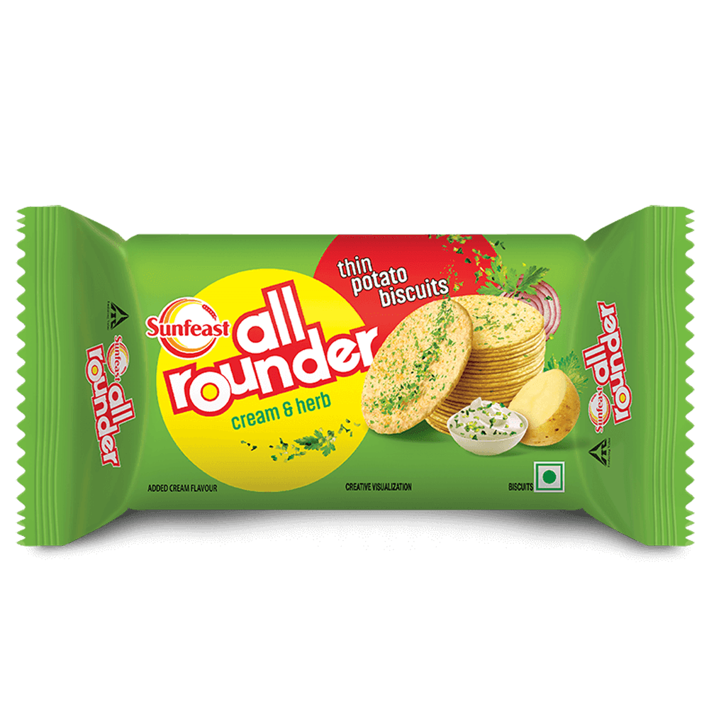 Sunfeast All Rounder Biscuits : Thin Potato Biscuits - Cream & Herb, 75g