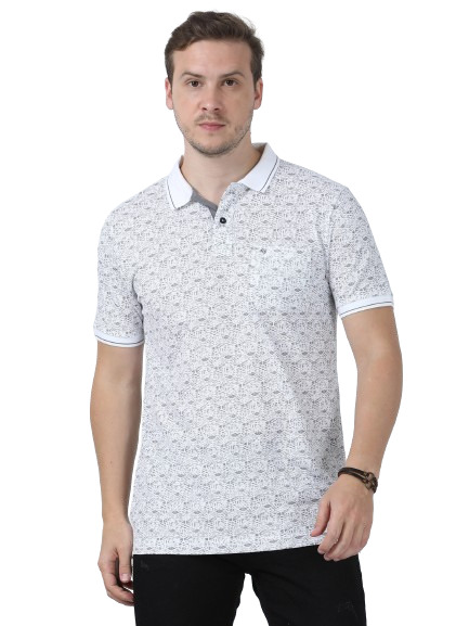 Classic Polo Men's Printed White Cotton Half Sleeve T-Shirt