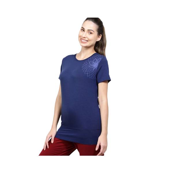 Women's Tencel Lyocell Elastane Stretch Graphic Print Relaxed Fit Half Sleeve T-Shirt with Stay Fresh Treatment - Medieval Blue MRP₹ 999.00Inclusive of all taxes