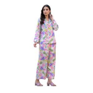 Divena Multicolored Floral Printed Muslin Co-ord Set