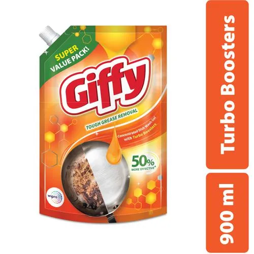 Giffy Concentrated Dish Wash Gel - With Turbo Boosters, 900 ml