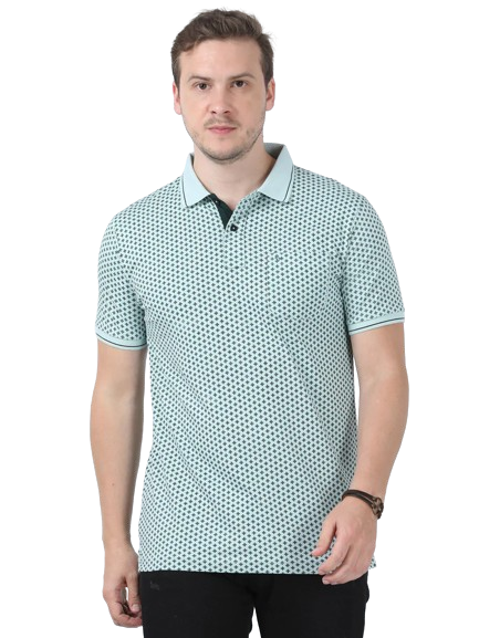 Classic Polo Men's Printed Green Cotton Half Sleeve T-Shirt | BELLO - 268 A SF P