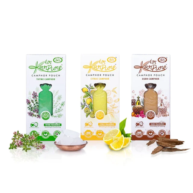 karpure Camphor Pouch Combo Oudh Citrus & Thyme Fragrance Diffuser (3 x 60 g)