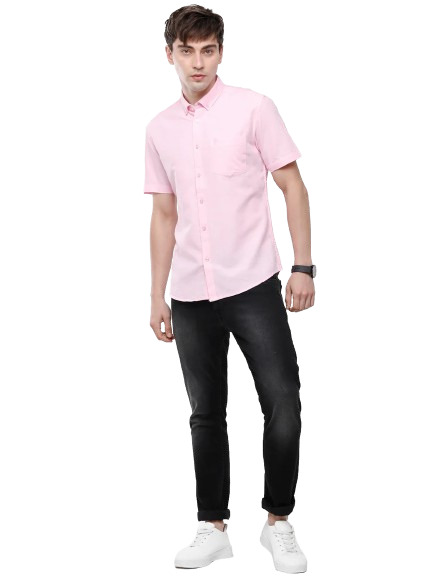 Classic Polo Men's Cotton Pink Solid Half Sleeve Shirt - Enzo-Pink-Mf-Hs