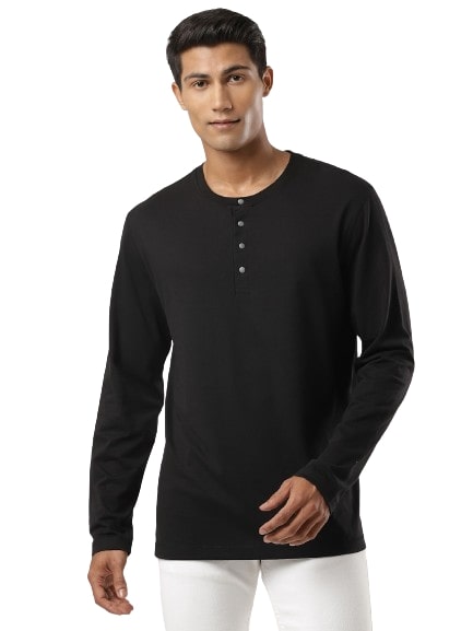 Jockey Men's Super Combed Cotton Rich Solid Full Sleeve Henley T-Shirt