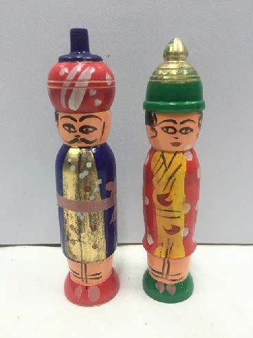 Wooden Raja Rani pair (Small) (Height -14.5cm)-  Shree Channapatna Toys