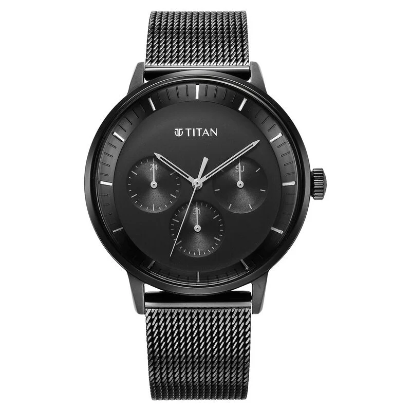Titan Modern Classics Black Dial Quartz Multifunction Stainless Steel Strap watch for Men