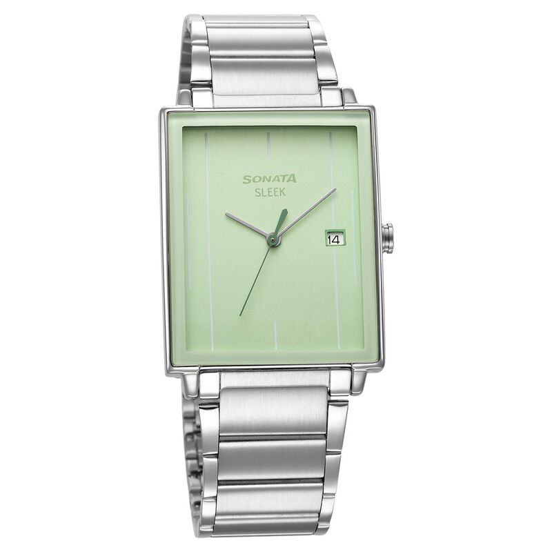 Sonata Sleek Green Dial Analog with Date Watch for Men 7148SM01
