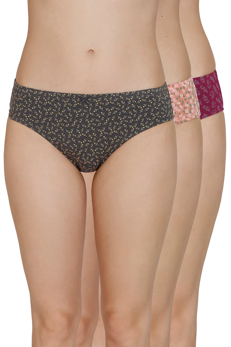 Amante  Inner Elastic Print Mid Rise Bikini Panties (Pack of 3)-B153