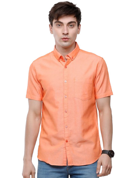 Classic Polo Men's Cotton Orange Solid Half Sleeve Shirt - Enzo-Orange- Hs