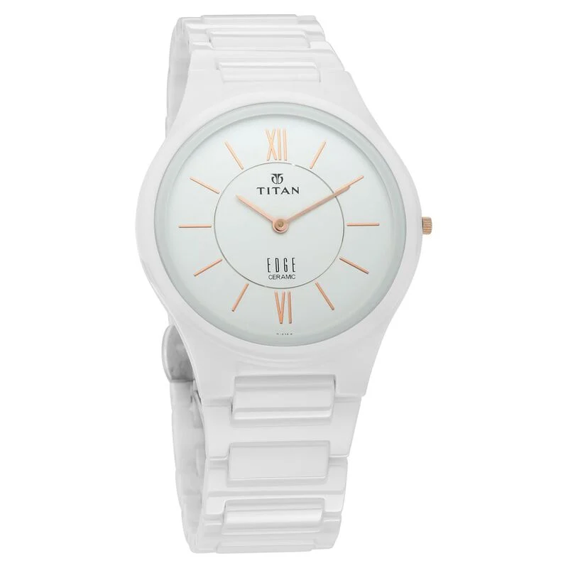 Titan Edge Ceramic White Dial Analog Ceramic Strap watch for Men