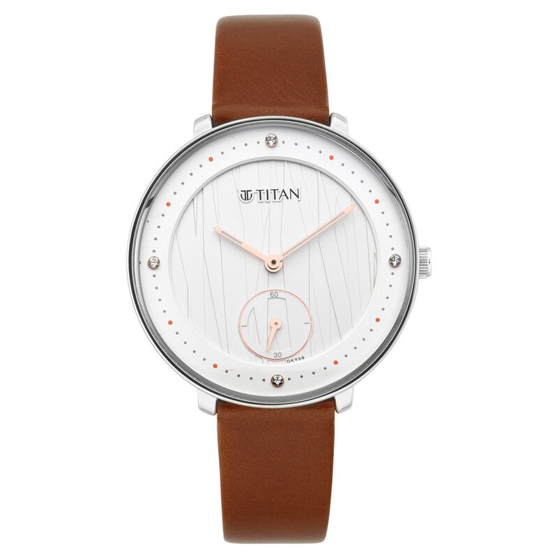 Titan Women's Svelte White: Multi-Function Watch Leather Strap