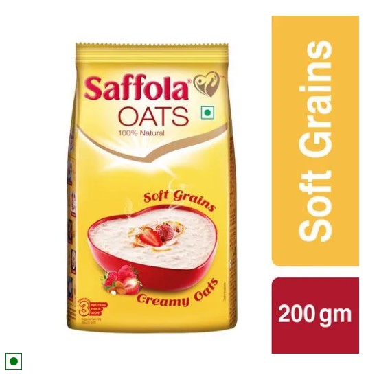 Saffola Oats - 100% Natural With High Protein & Fibre, Healthy Cereals, 200 g