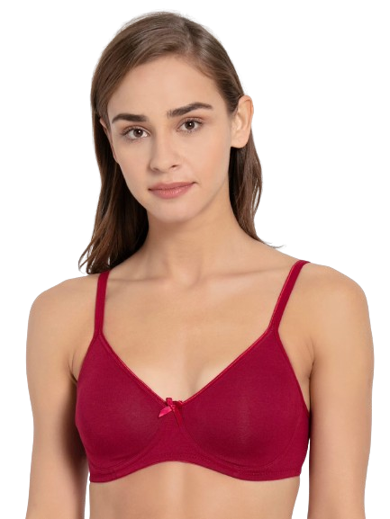 Jockey Women's Wirefree Non Padded Super Combed Cotton Elastane Stretch Medium Coverage Everyday Bra with Concealed Shaper Panel and Adjustable Straps - Beet Red