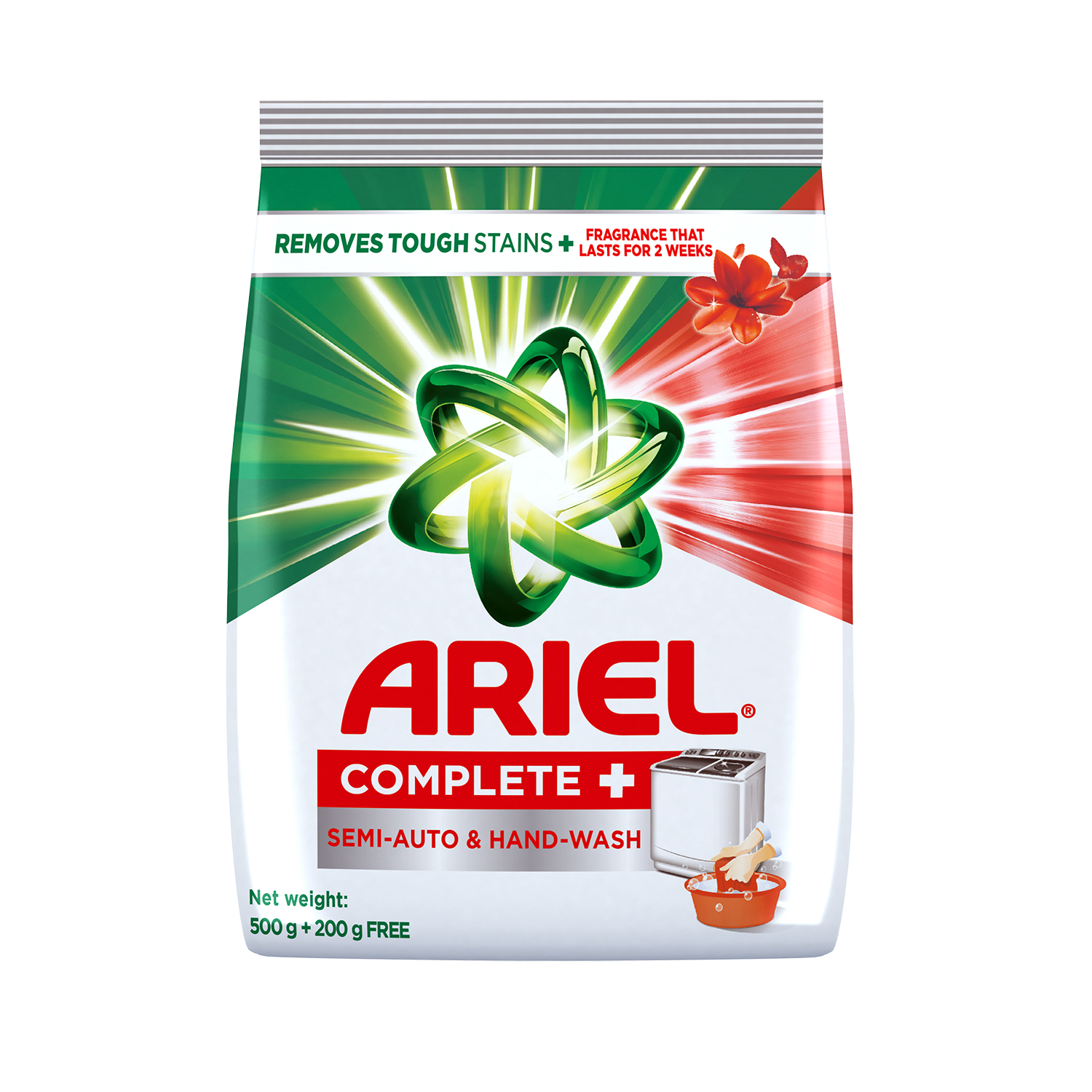 Ariel Complete Detergent Washing Powder - 500 g with Free Detergent Powder - 200 g
