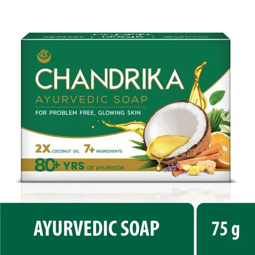 Chandrika Ayurvedic Soap with 2x Coconut Oil & Herbs, 75 gm