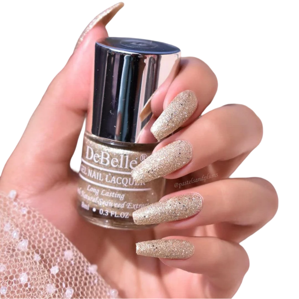 DEBELLE GEL NAIL LACQUER SIRIUS - (GOLD WITH SILVER GLITTER NAIL POLISH), 8 ML