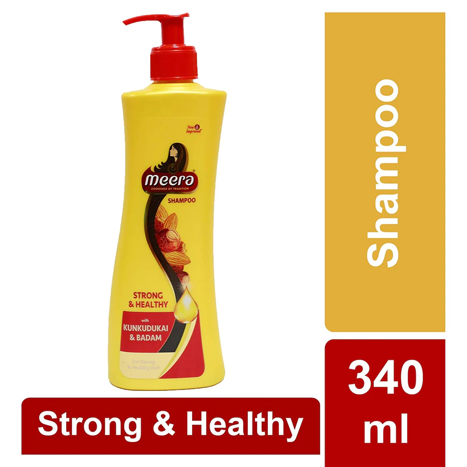 Meera Strong and Healthy Shampoo, With Goodness of Kunkudukai & Badam for Soft & Smooth Hair