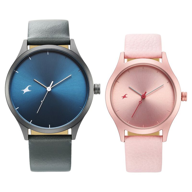 Fastrack Mixmatched Couple Watches with Blue and Pink Dial