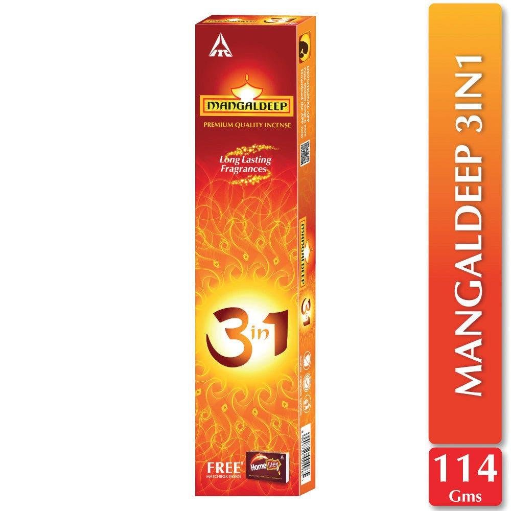 Mangaldeep 3in1 Agarbatti - Premium, charcoal free incense sticks