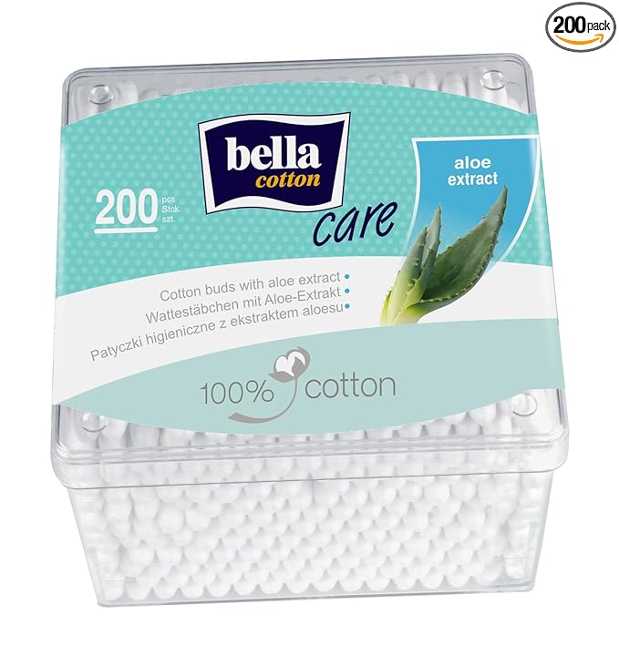 Bella Cotton Buds Plast Box A200 Aloe Vera Extract