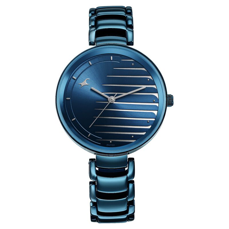 Fastrack Style Up Quartz Analog Blue Dial Metal Strap Watch for Girls