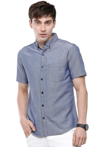 Classic Polo Men's Cotton Navy Solid Half Sleeve Shirt - Enzo Navy Hs