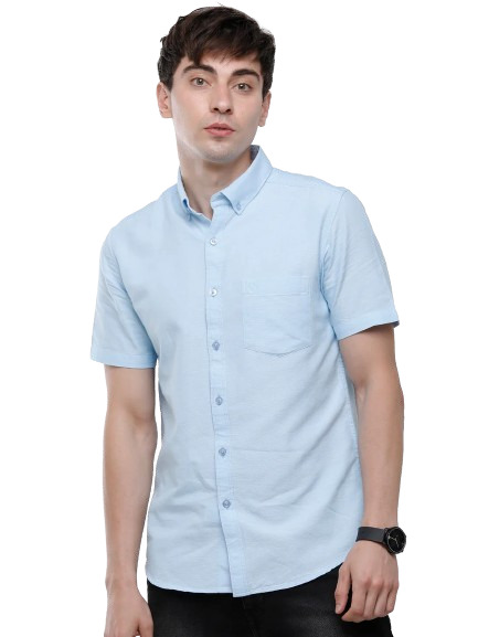 Classic Polo Men's Cotton Light Blue Solid Half Sleeve Shirt - Enzo-L.Blue-Mf-Hs