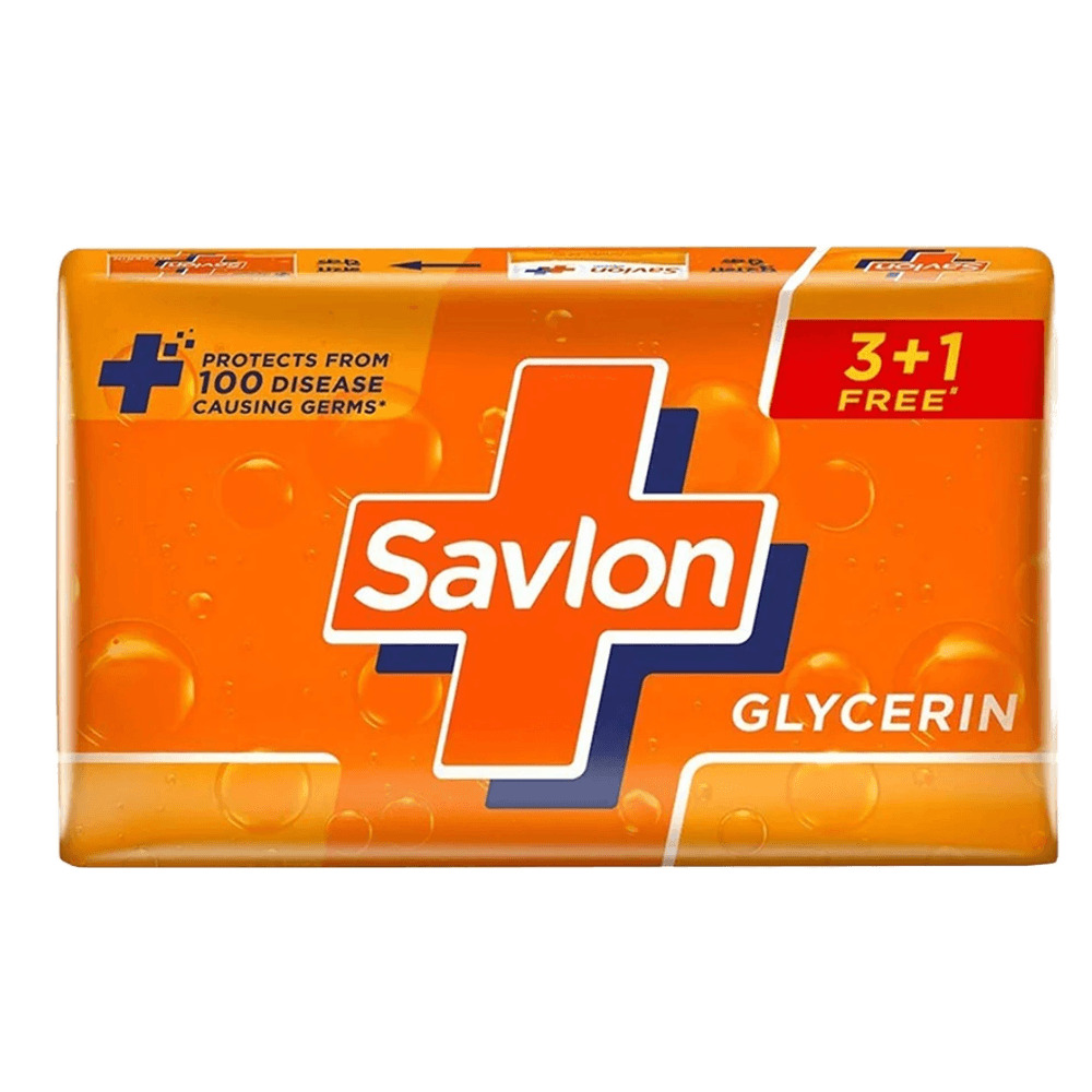 Savlon Moisturizing Glycerin soap bar (Buy 3 Get 1 - 125g each) with germ protection