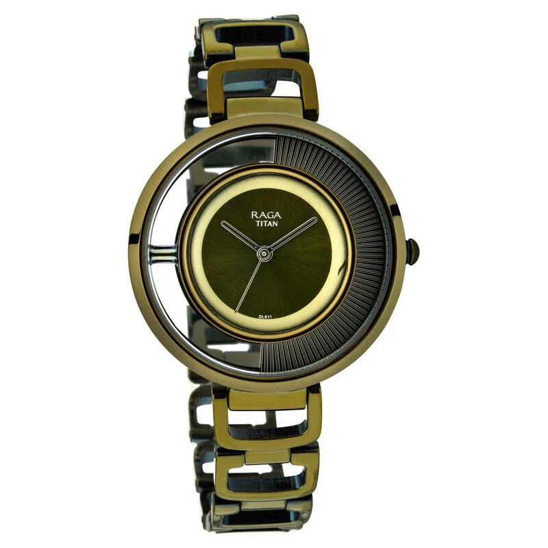 Titan Raga Moments Of Joy Green Dial Women Watch With Metal Strap