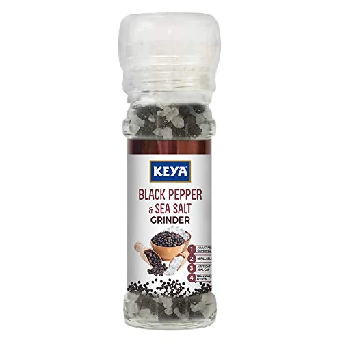 Keya Black Pepper & Sea Salt Grinder