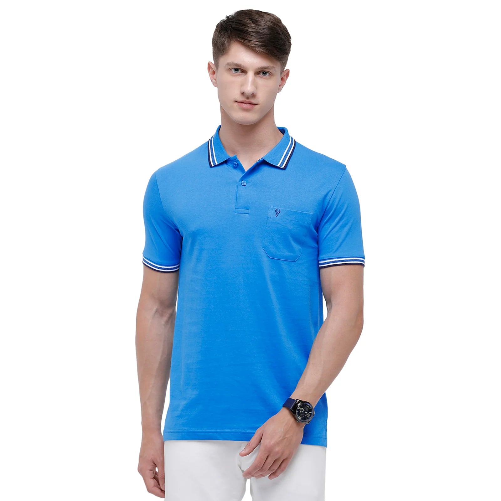 T-shirt Classic Polo Men's Blue Sporty Polo Half Sleeve Slim Fit T-Shirt | Pristo - Blue