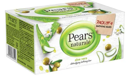 Pears Natural Aloe Vera Detoxifying Bathing Bar, 125 g (Pack of 4)