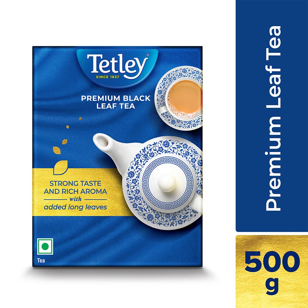 Tetley | Premium Black Leaf Tea | Rich Aroma & Strong Taste with Added Long Leaves | 500gm