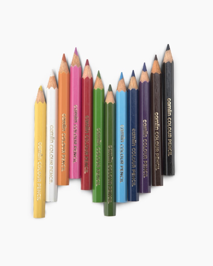 Camlin  Colour  Pencils  Assorted  pack  of  12  shades  with  Sharpener,  Half  size