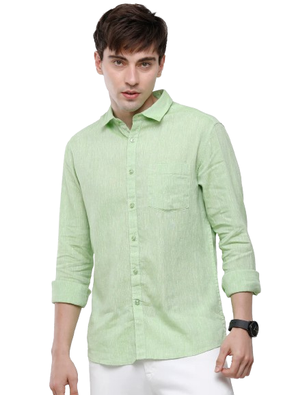 Classic Polo Mens Green Linen Cotton Woven Shirt - Porsh Green FS