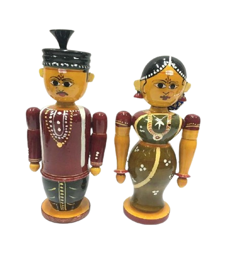 Wooden Marriage Pair Doll (Height – 17cm) -  Shree Channapatna Toys