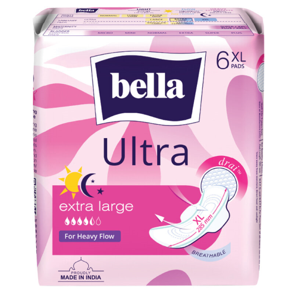 Bella Ultra Thin Wings Sanitary Pads for Heavy Flow (XL) 6's