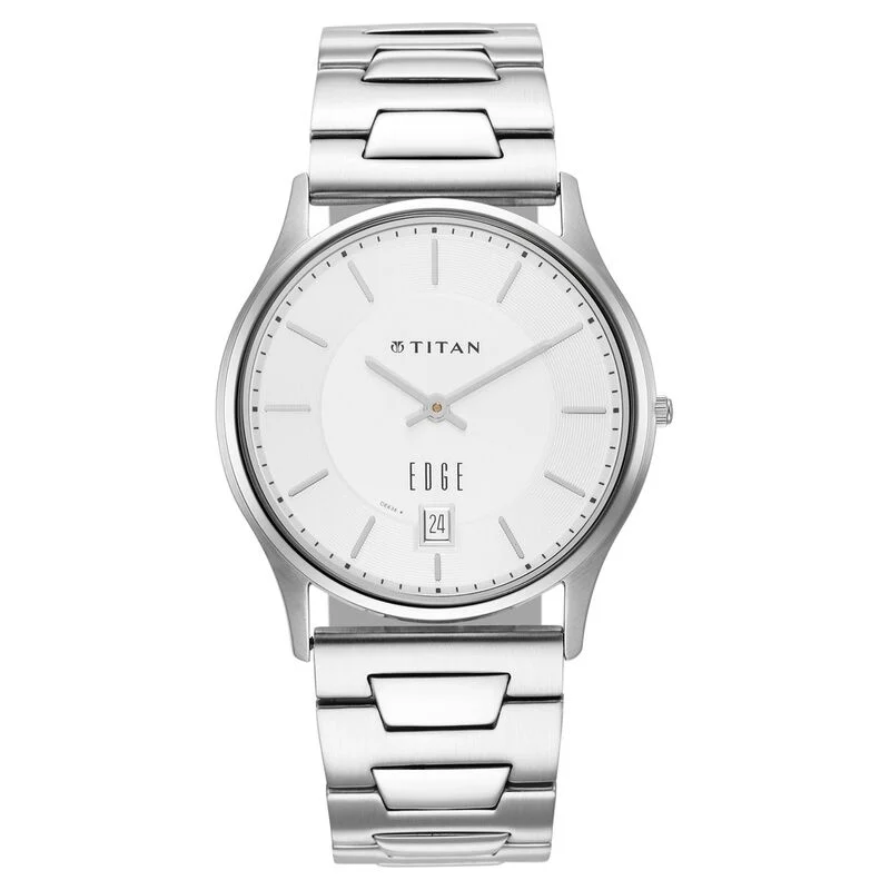 Titan Quartz Analog with Date Silver Dial Stainless Steel Strap Watch for Men