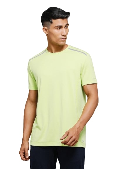 Jockey Men's Recycled Microfiber Elastane Stretch Breathable Mesh Round Neck Half Sleeve T-Shirt with Stay Fresh Treatment - Green Glow
