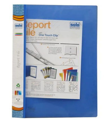 Solo Report File - With One Touch Clip, Platic, Blue, 240 mm x 315 mm, 1 pc