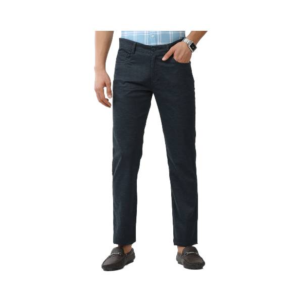 Classic Polo Mens Cotton Solid Chiesel Fit Navy Blue Color Trouser | TBO2-28 C-NVY-CF-LY