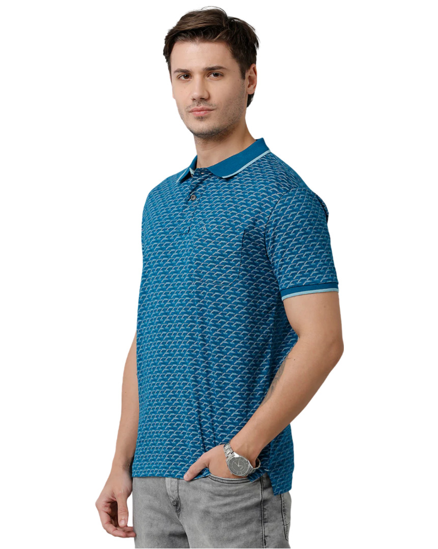 T-shirt Classic Polo Men's Cotton Half Sleeve Printed Slim Fit Polo Neck Blue Color T-Shirt | Bello - 201 B