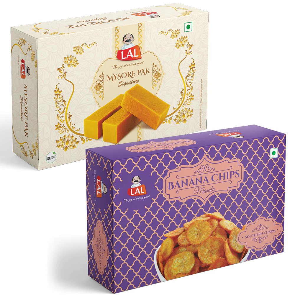 Lal Sweets Mysore pak signature 400g and Banana chips masala 250g